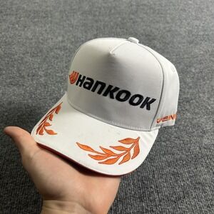 Hankook Hat Cap Strap Back White Orange Ventus Racing Embroidered Baseball Mens